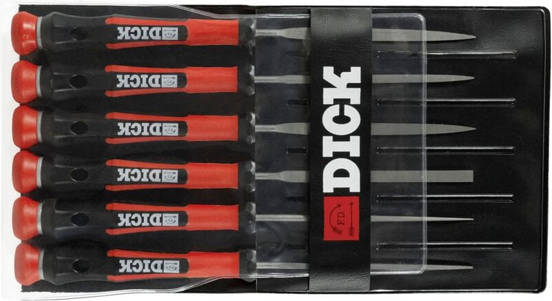 Dick 2160142-2K Nadelfeilen-Satz 6-teilig mit schwarz/roten Griffen, 140 mm, Hieb 2, Länge 140 mm 1