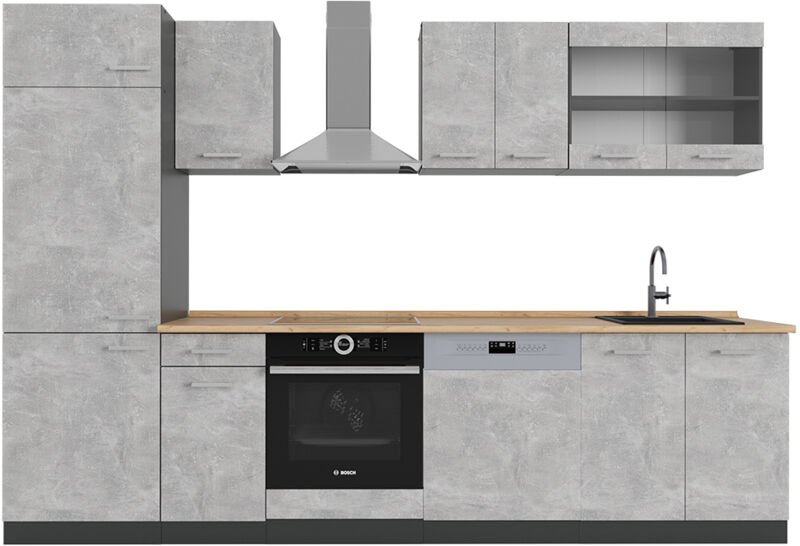 Thumbnail - Vicco - Küchenzeile R-Line, Beton/Anthrazit, 300 cm , ap Eiche