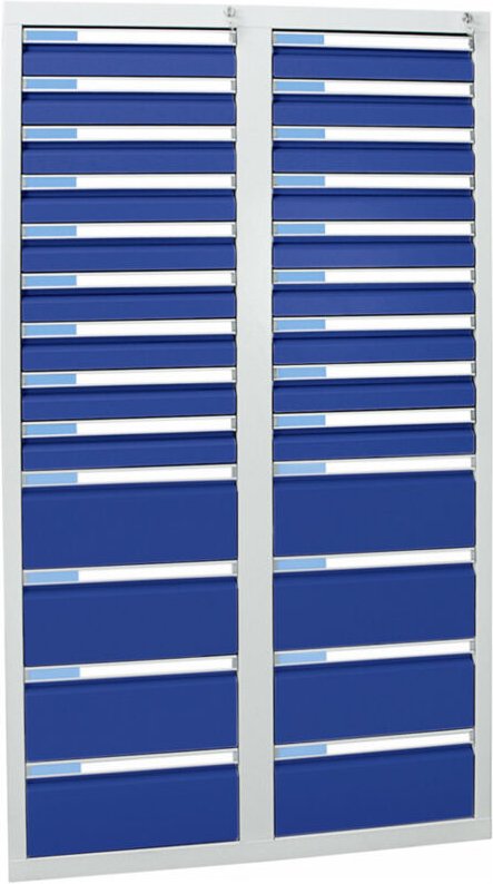 Stumpf - Schubladenschrank Serie esta, 26 Schubladen enzianblau (18x100, 8x200mm)