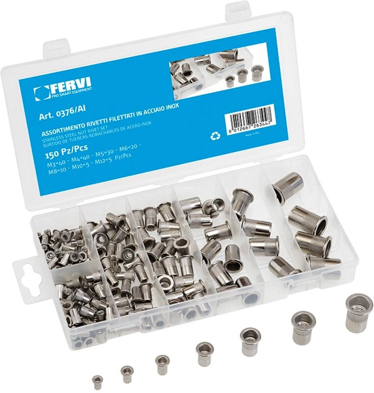 Aluminium-Gewindeeinsatznieten der Serie 150 M3 - M12 Fervi 0376/al