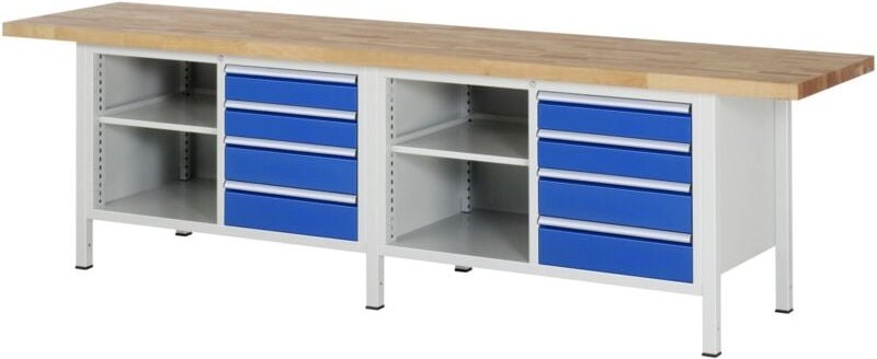 Werkbank höhenverstellbar 8463A2, B3000xT700xH840-1040mm, 8x Schublade-TA - RAU