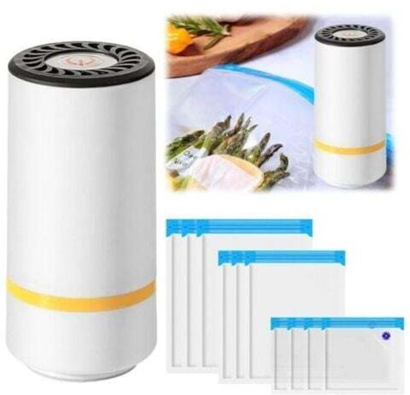 Vakuumiergerät für Lebensmittel, Mini-Vakuumierer, Küchen-Vakuumierer mit 10 Vakuumbeuteln