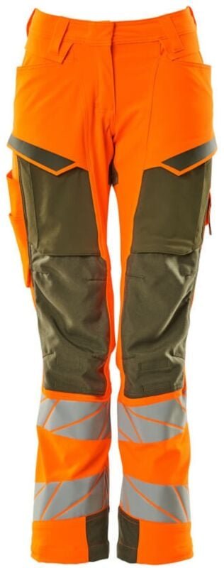 Damen-Hose mit Knietaschen 19078-511-1433 Gr. 36 hi-vis orange/moosgrün - Mascot