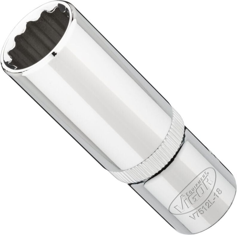 VIGOR Steckschlüsseleinsatz, lang, 1/2 (12,5 mm) Vierkant hohl, Außen Doppelsechskant Profil, SW 18 mm