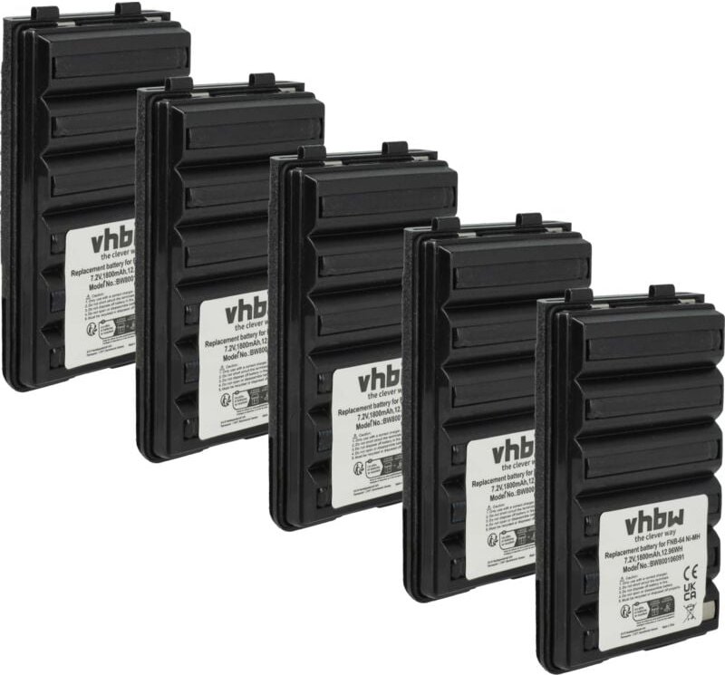 vhbw 5x Akku kompatibel mit Yaesu Vertex VX-400, VX210A, VX-246, VX-210A, VX410, VX400, VX246 Funkgerät, Walkie Talkie (...