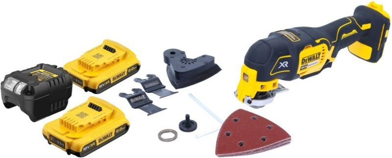 Dcs 355 D2 Akku Oszillierer Multitool 18 v Brushless + 2x Akku 2,0 Ah + Ladegerät + Zubehör - Dewalt