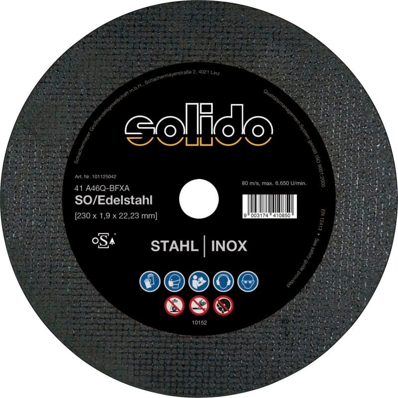 Solido - Trennscheiben für Stahl- und rostfreier Stahl Scheiben ø 115x1,0mm Metall