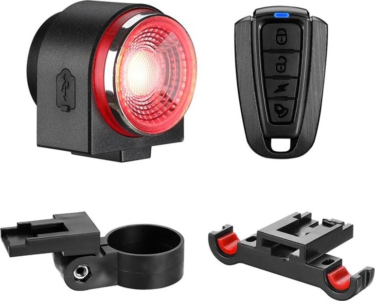 Fahrrad-Alarm-RüCklicht, USB-Aufladung, IPX65, Wasserdichtes Fahrrad-RüCklicht, Bremserkennung, Fahrradlampe, Diebstahlw...