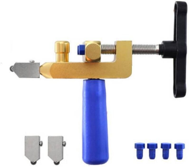 Manueller 2-in-1-Fliesenschneider mit 3 Wolframstahlklingen, 2,4 m lang, für Haushalt, Fenster, Spiegel, Fliesen, glasie...