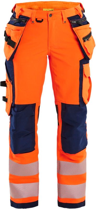 Hochsichtbarer Stretch-Arbeitshose Damen 4D 7197 – Orange/Navy M – FR(42) – SE(C40) – Normen