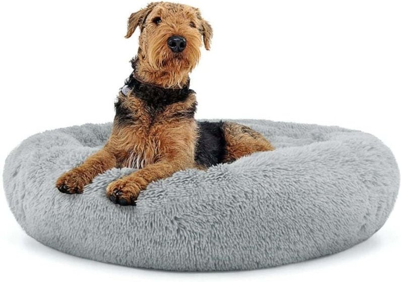 Universelles pluschbett fur hunde und katzen 80 cm - hellgrau