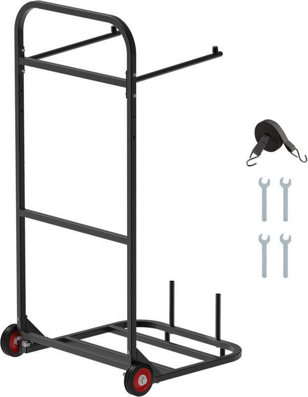Mophorn - Klappbare Stuhlkarre, 45 kg Tragkraft, stabiler Wagen für bis zu 10 Stühle, Metall-Stuhlaufbewahrung mit Gummi...