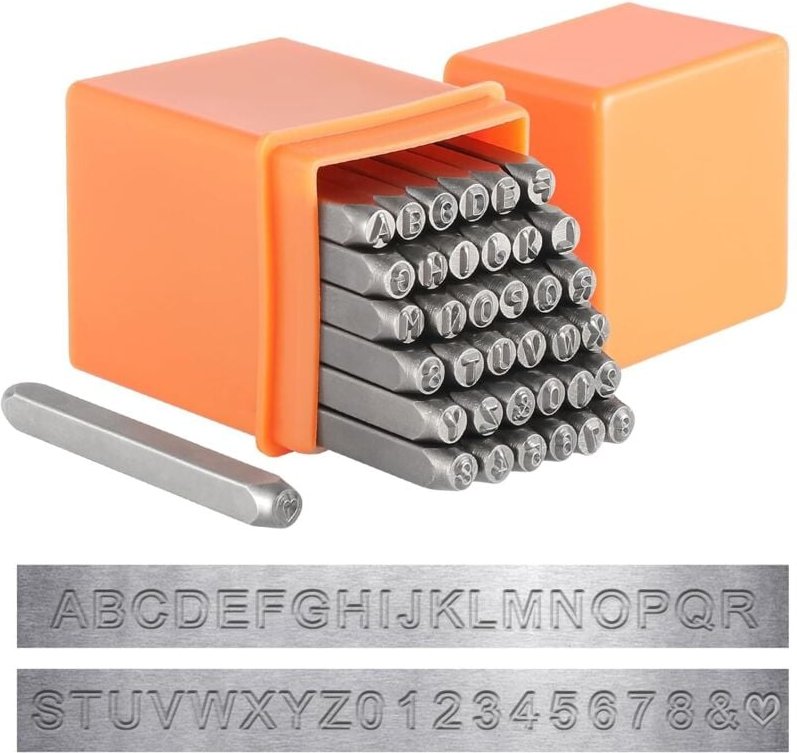 37 Stück Buchstaben- und Zahlenstempel, 3 mm, Metallstanzen (AZ 0–9 und Liebessymbol) zum Stempeln von Metall, Schmuck, ...