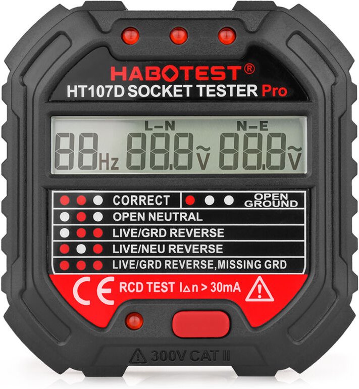 Aiperq - Schutzleiterprüfer für Steckdosentester, Steckdosenphase (EU-Verordnung HT107D)