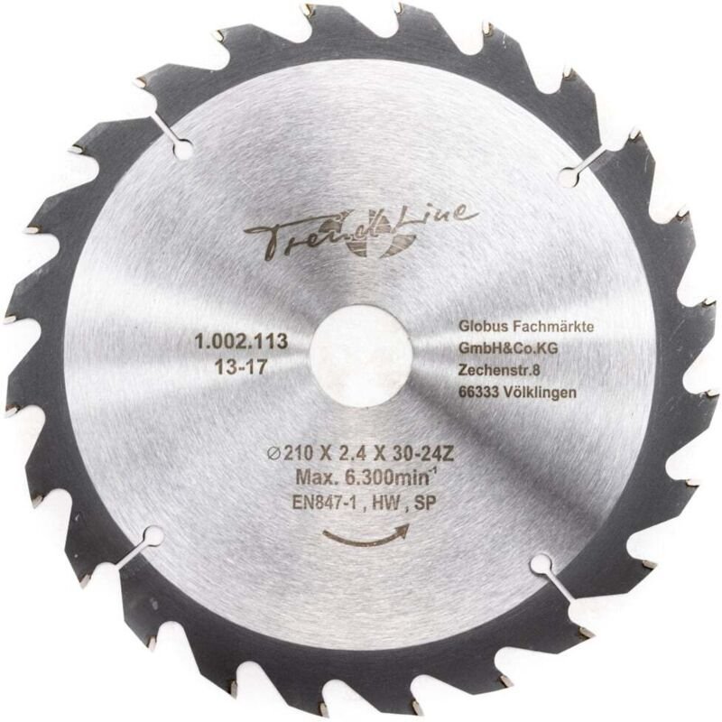 Trendline - HM-Kreissägeblatt 210 mm, Bohrung 30 mm, 24 Zähne