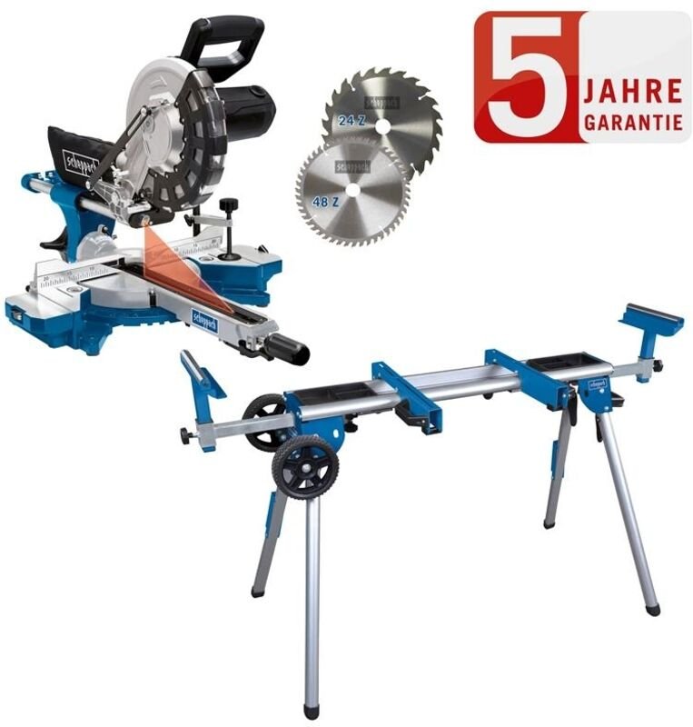 Kapp und Gehrungssäge HM140L Zugsäge Säge 2.Sägeblatt Set mit UG200 - Scheppach