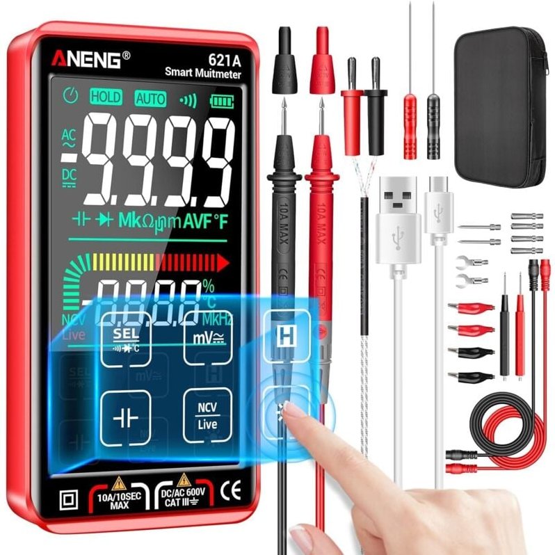 Smart Touch Digital-Multimeter-Tester TRMS Auto-Ranging 9999 Counts Anti-Burning Wiederaufladbares Ohm-Ampere-Voltmeter ...