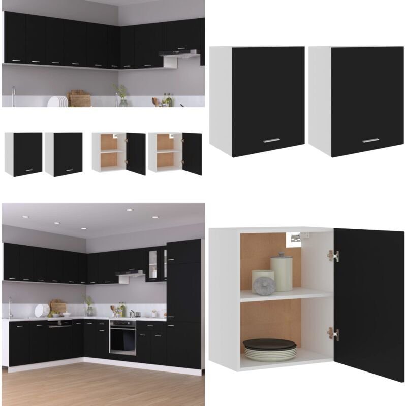 Hängeschränke 2 Stk. Schwarz 50x31x60 cm Holzwerkstoff - Küchenschränke - Hängeschränke - Schwarz - Holzwerkstoff - Küch...