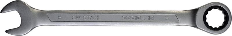 SW-Stahl 03510L-18 Gabelringratschenschlüssel 18 mm I feinverzahnt mit 72 Zähnen I Maulschlüssel mit Ringratsche I Ringr...