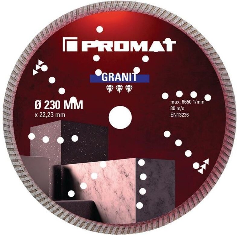 Promat - Diamanttrennscheibe granit pro ø 230 mm Bohrung 22,23 mm Segmenthöhe 10 mm