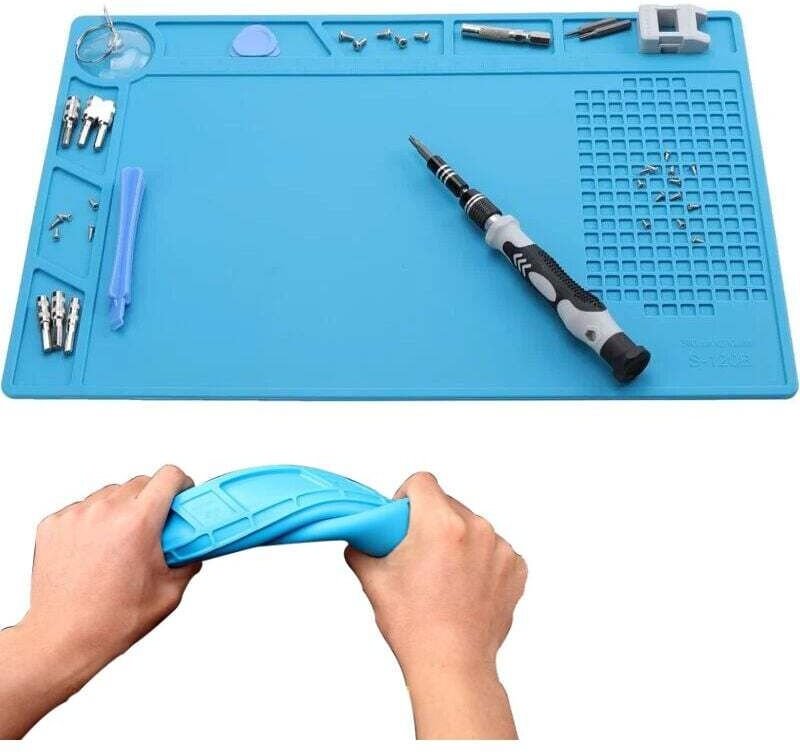 Silikon-Lötmatte, 500 ℃ hitzebeständige, rutschfeste, weiche Silikon-Reparaturmatte, elektronische Reparaturmatte, Arbei...