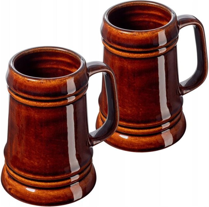 Bierkrug aus Keramik, Steinkrug, 500 ml, 2 Stück - Kadax