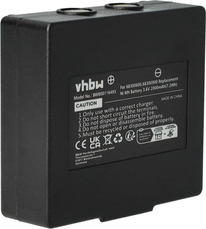 Vhbw - 1x Akku kompatibel mit Hetronic Mini FBH300, Nova Mini Industrie-Funkfernsteuerung Fernbedienung (2000 mAh, 3,6 v...