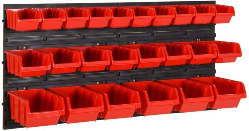 26-tlg Stapelboxen-Wandregal Rot & Schwarz 77x39cm Polypropylen Vidaxl