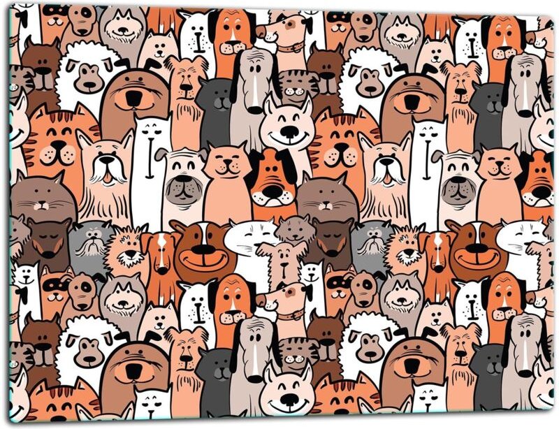 Glasschild Schneidebrett 52x40 Katzenhund