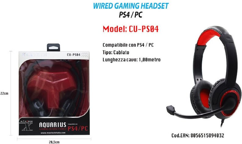 Trade Shop - microfono wires aquarius compatible für PS4 / pc Maxtech CU-PS04 -