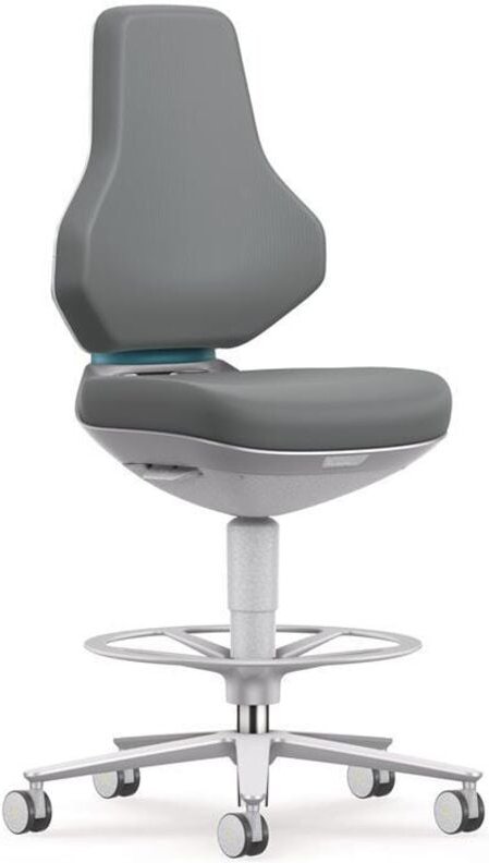 Arbeitsdrehstuhl texon Sitz-Stopp-Rollen und Fußring Skintec grau 570-810 mm