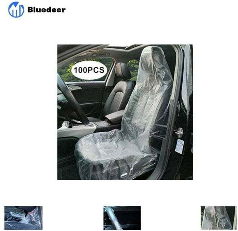 Ulisem 100 Stück Einweg-Sitzbezüge, Bluedeer transparenter Kunststoff-Sitzbezug