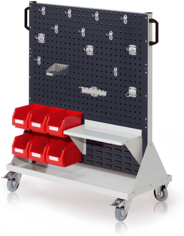 Kappes RasterMobil® mobiler Arbeitsplatzschrank Größe 3 1230x1000x500mm 4 Lochplatten 2 Schlitzplatten 28-teilig - anthr...