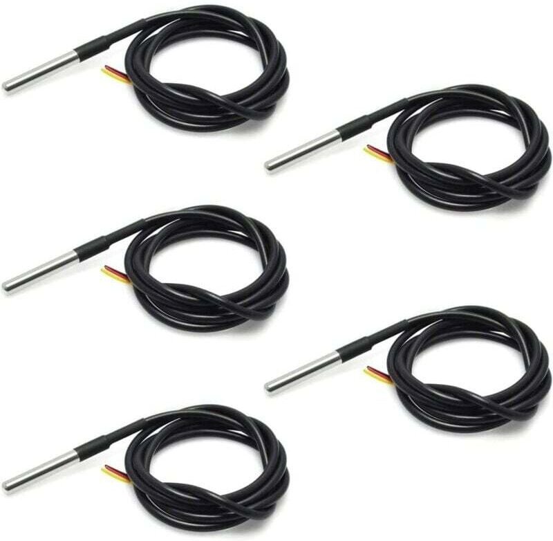 XVX - 5PCS 18B20 Wasserdichter Temperatursensor Thermoelement-Thermometer 1M mit Wärmewiderstands-Thermokabel