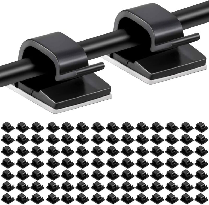 100 Stück selbstklebende Kabelklemmen, Kabelmanagement, Kunststoff, elektrischer Draht-Organizer, Kabel-Organizer, Clip ...
