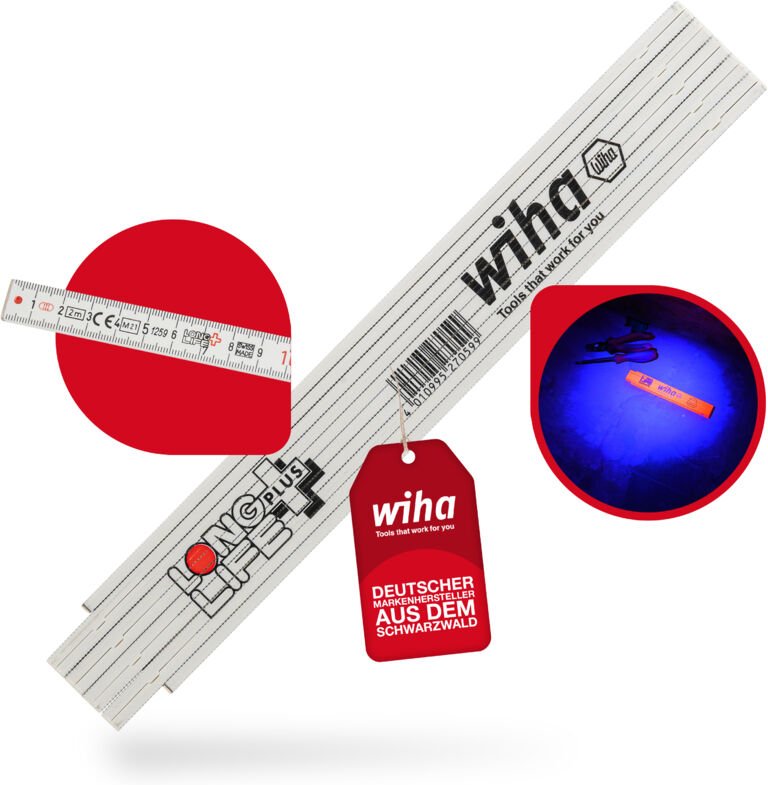 Wiha Meterstab Longlife® Plus Composite 2 m metrische Skala, (27059) 10 Glieder