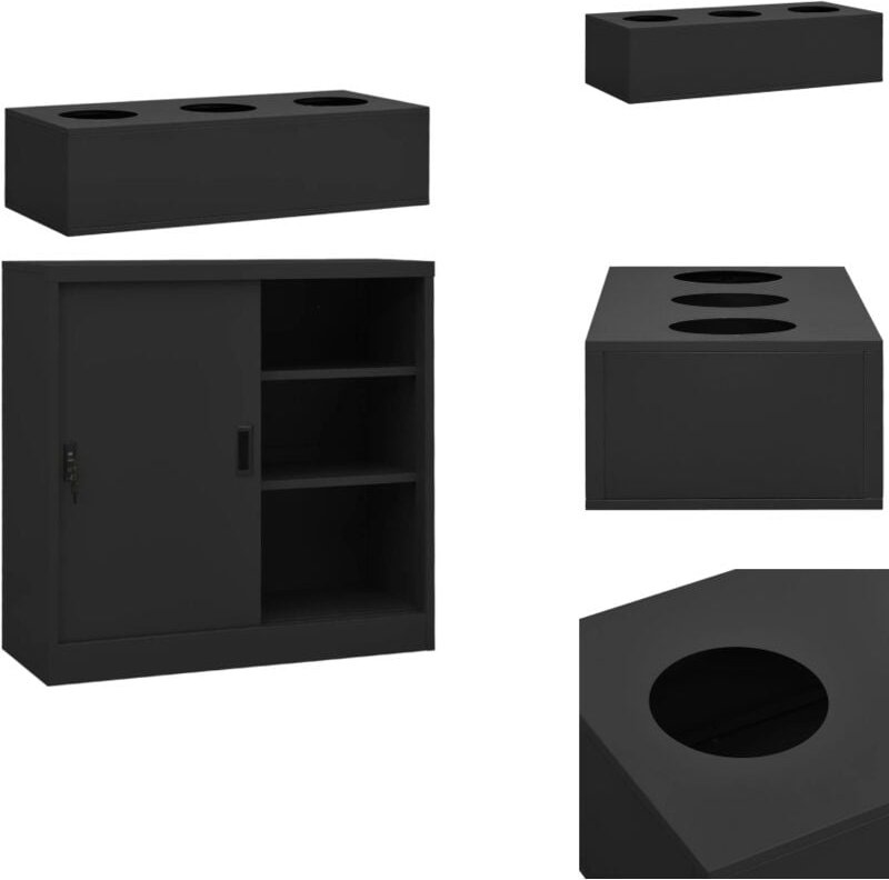 Schrank mit Schiebetüren & Pflanzkasten Anthrazit Stahl - Schiebetürschränke - Garderobenmöbel - Aufbewahrungsregale - M...