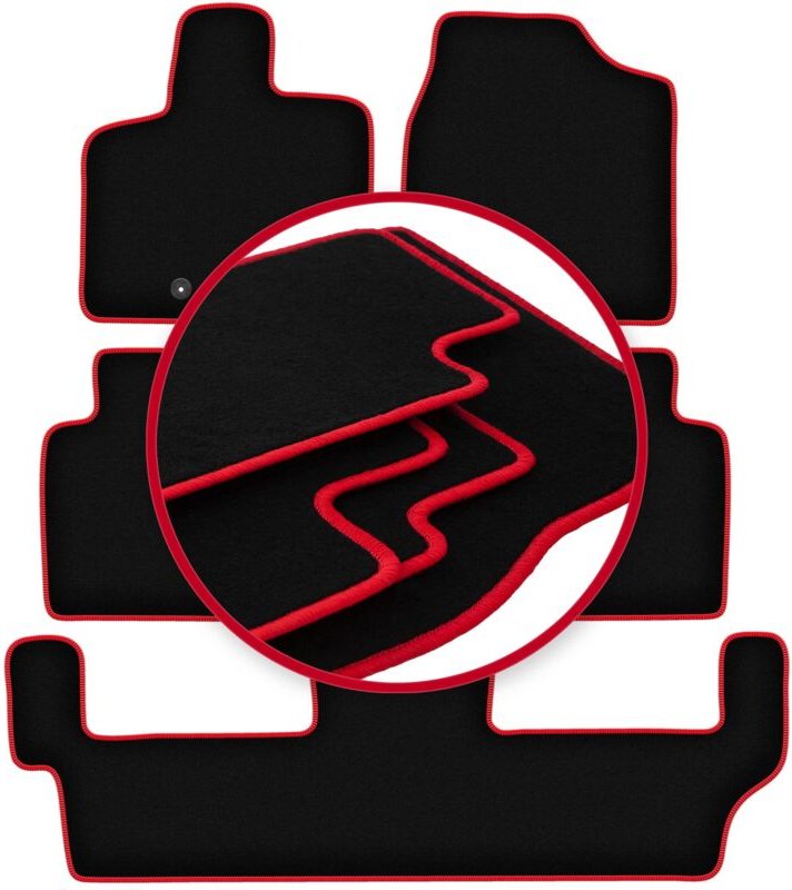 CARLUX-RED Autofußmatten für: Dodge Grand Caravan IV 7-Sitzer (2008-2016)