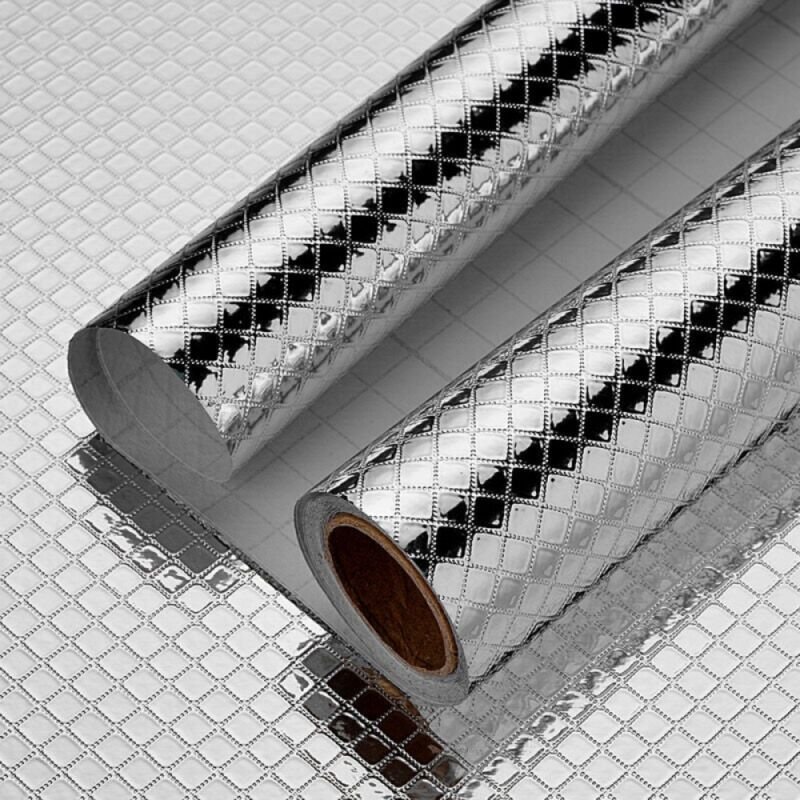 Cyslmuk - Küchenaufkleber aus Aluminiumfolie, selbstklebende Folie, hitze-, öl-, wasser- und schimmelbeständige Tapete, ...