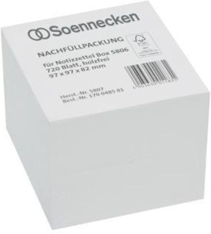 Soennecken - Zettelboxeinlage 9,7 x 9,7 cm (b x h) 80g/m² holzfrei weiß 720 Bl.