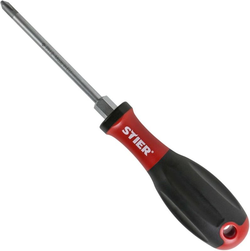 Phillips Schraubendreher, Kreuzschlitz, 3K-Kraft-Griff, mit Hexagon-Sechskant-Schlüsselhilfe, Größe PH1, SilverTip-Spitz...