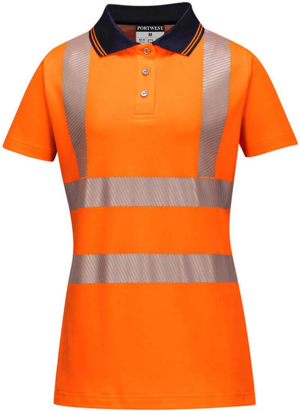Polo Damen Pro Orange/Schwarz XL