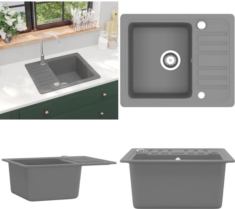 Vidaxl - Granitspüle Einzelbecken Grau - Spülbecken - Küchenspüle - Home & Living - Grau