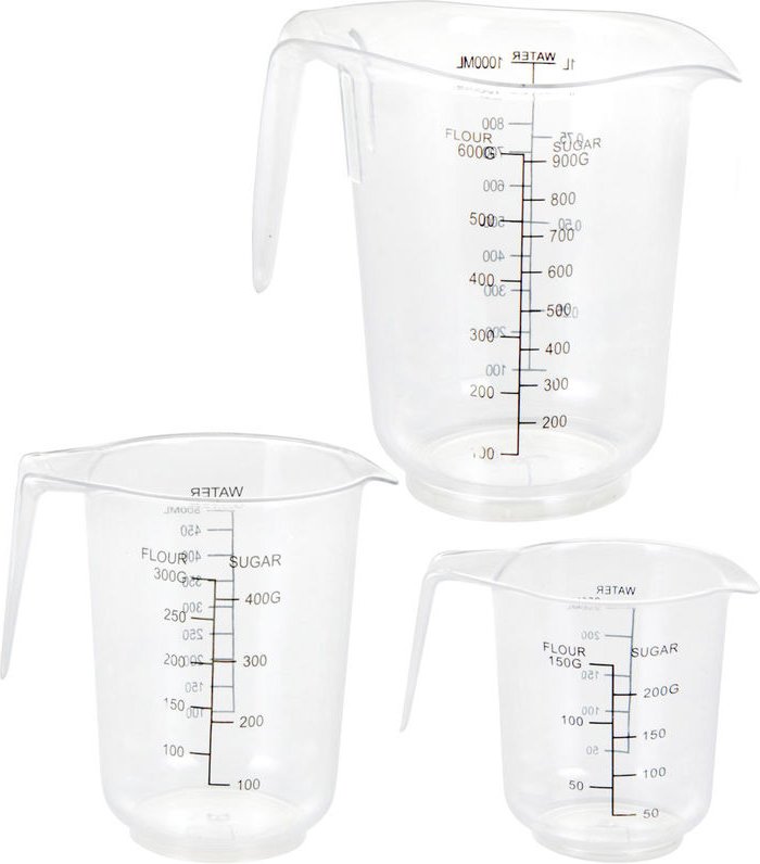 Spetebo - Messbecher Set 3-teilig aus Kunststoff - 250 ml, 500 ml, 1000 ml - Messkanne