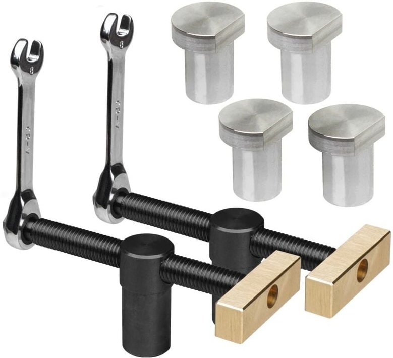 Shining House - 2er-Pack Schnell-Bankklemmen mit 4 Bänken für 20-mm-Löcher, DIY-Bankpositionierungsanschlägen und Schnel...