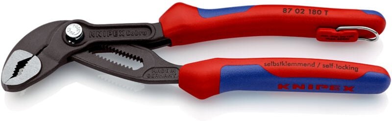 Knipex - Cobra® mit Befestigungsöse grau atramentiert, mit Mehrkomponenten-Hüllen, mit integrierter Befestigungsöse zum ...