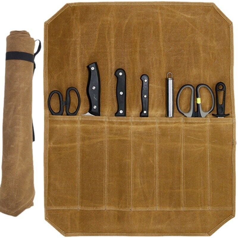 Thumbnail - Sollbry - Kochmessertasche mit 7 Schlitzen für Camping, Werkzeugtasche, Messer- und Löffelaufbewahrung, professionelle K...