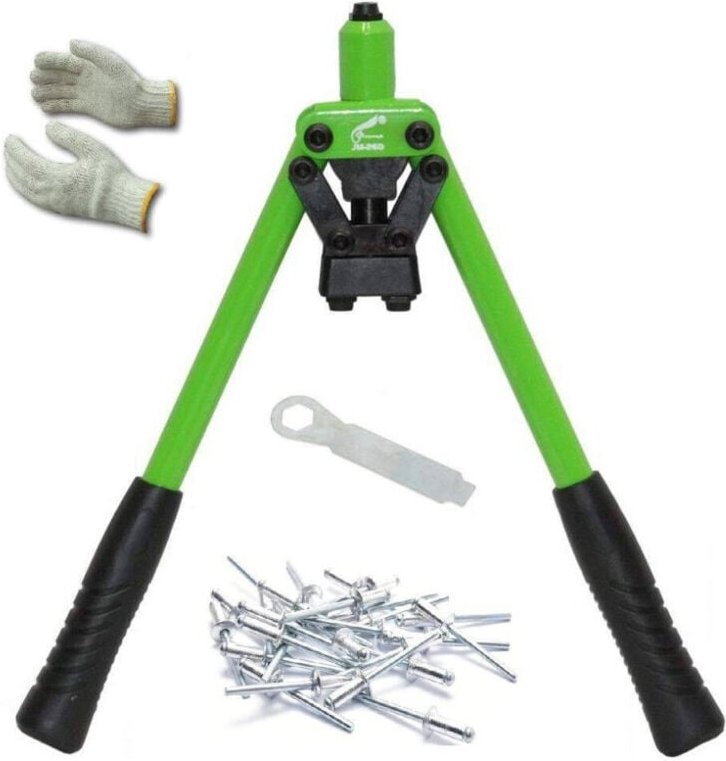 Trade Shop Traesio - Trade Shop - manuelle nieter 310 mm 3 köpfe für nieten 3.2 4.0 4.8 doppelgriff -