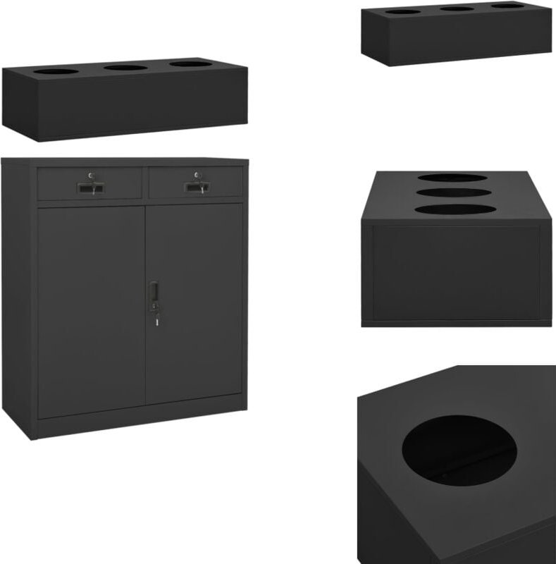 Büroschrank mit Pflanzkasten Anthrazit 90x40x125 cm Stahl - Bürotisch - Schreibtisch - Metallschrank - Anthrazit - Garde...