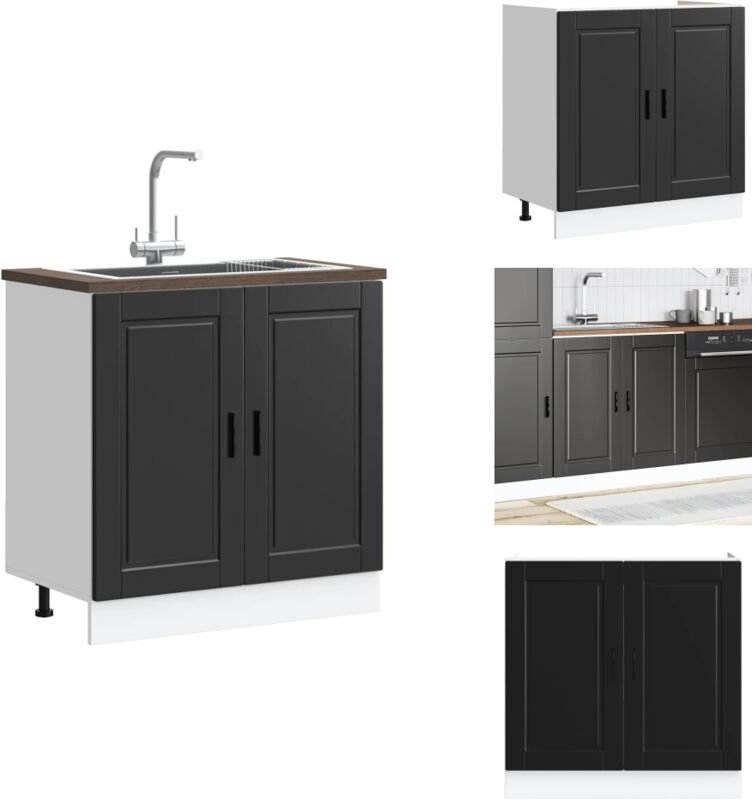 Spülenunterschrank Porto Schwarz 80x46x81,5 cm Holzwerkstoff - Spülenunterschrank - Spülenunterschränke - Küchenuntersch...